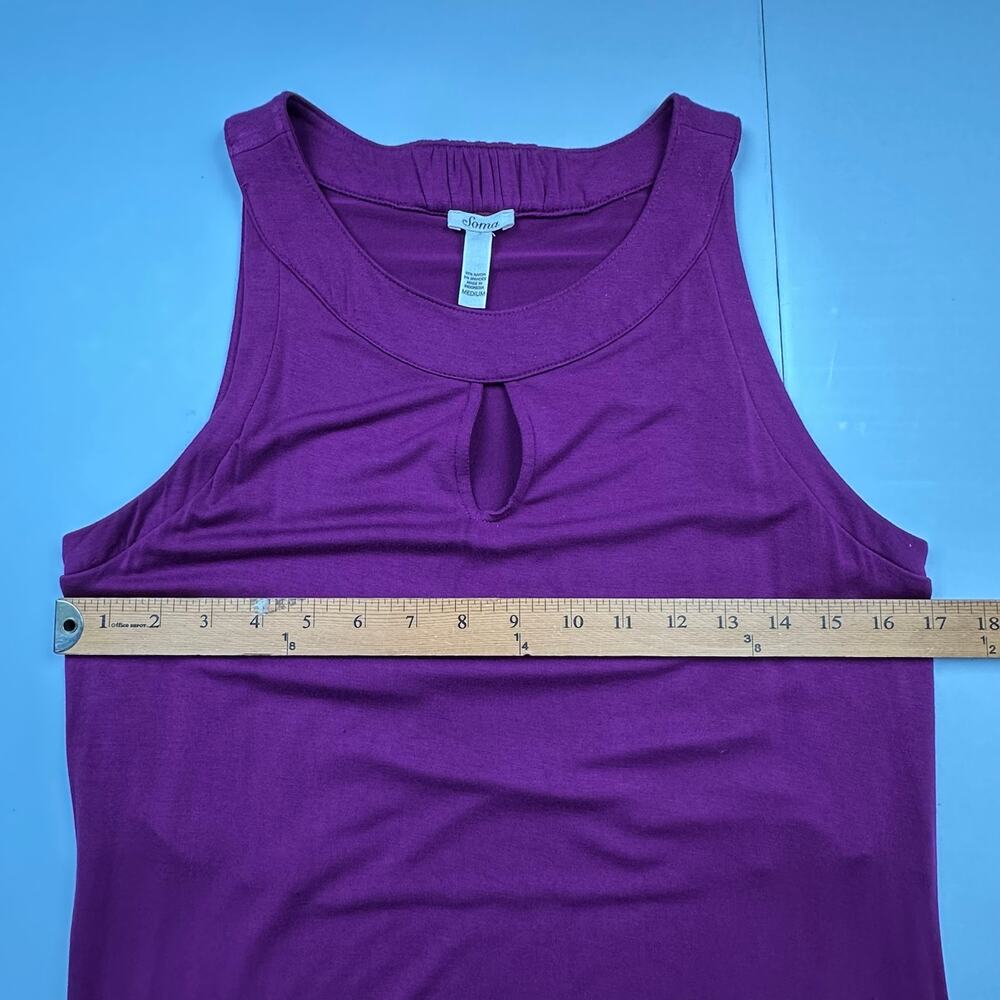 Soma Dress Womens Medium Purple Sleeveless Keyhole Stretch Comfort Soft Summer - Picture 8 of 11